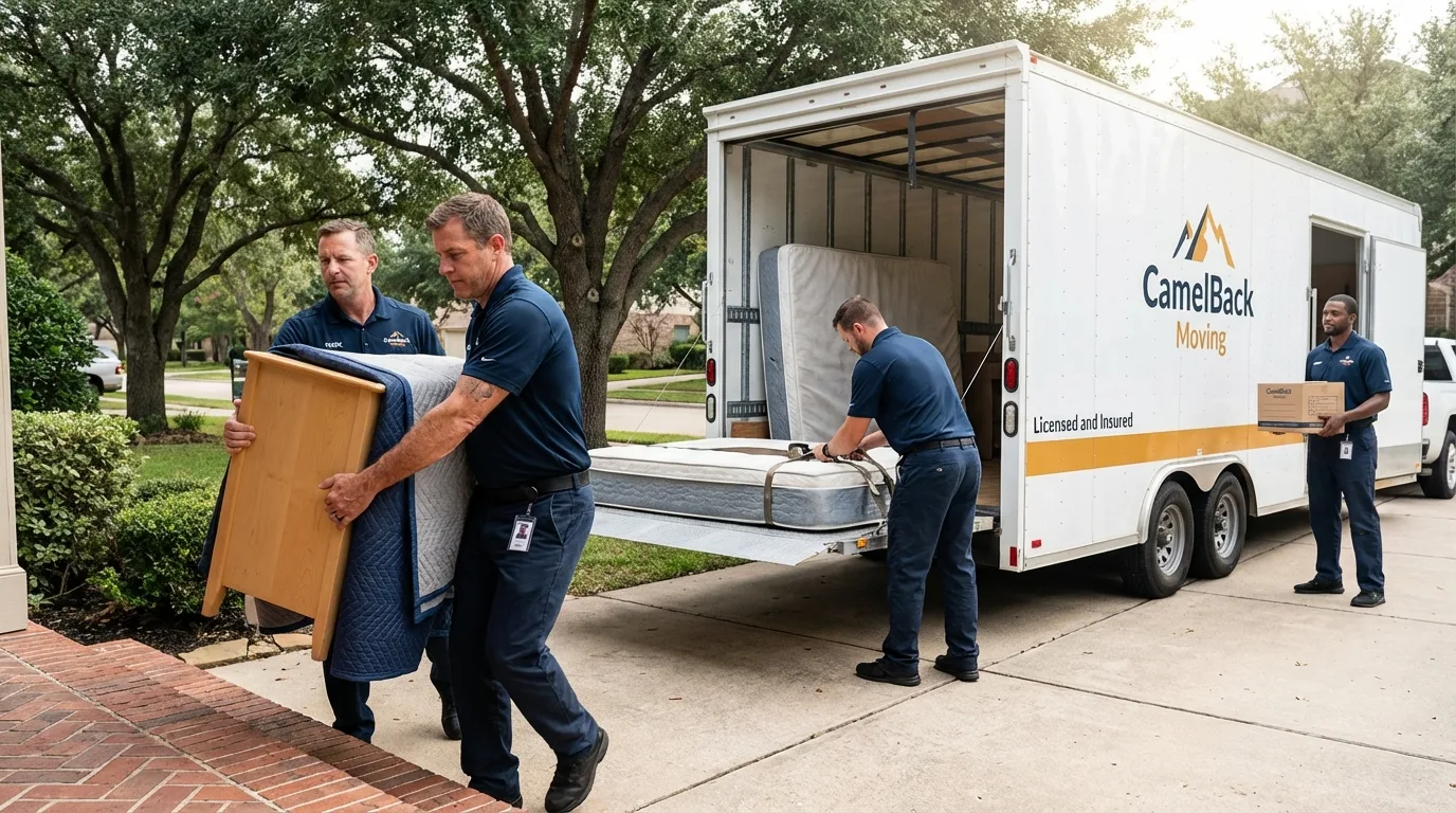 Crew loading residential truck for cross-state move from Jasper, GA